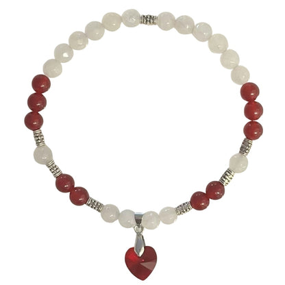 Swarovski Red Crystal Love Heart with Natural and Candy Jade