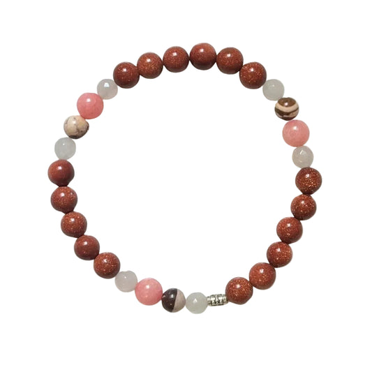 Jade Natural and Pink with Goldstone